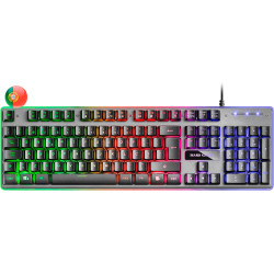 Mars Gaming MK220 Gaming Keyboard - Tecnologia H-MECH - FRGB Rainbow Lighting - Painel de alumínio - Base ABS reforçada - Portug