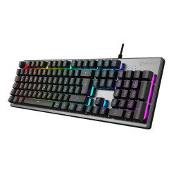 Unykach Nova K244 USB Gaming Keyboard (Português) - Iluminação RGB ajustável - 105 Teclas - Cabo de 1,60m - Cor Cinza/Preto
