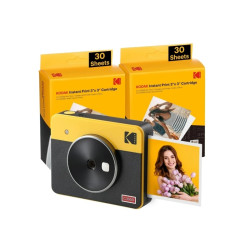 Kodak Mini Shot 3 Retro Instant Bluetooth Digital Camera Pack + 60 Folhas de Papel Fotográfico 7.62x7.62cm - Ecran LCD 1.7" - Fl