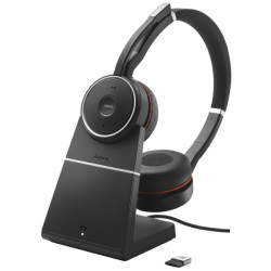 Auricular Jabra Evolve 75 SE UC com microfone Bluetooth duplo + suporte para carregamento USB-A HD Voice - Cancelamento de ruído