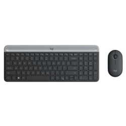 Logitech MK470 Slim Pack Teclado USB Sem Fio 12 Teclas FN + 1000dpi Mouse 3 Botões - Ultfines - Silencioso - Uso Ambidestro - Co