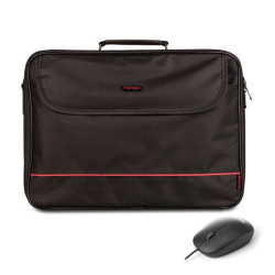 NGS Bureau Pack de Maleta para Laptop de 16" + Mouse USB 800dpi - Acolchoamento Interno - 2 Compartimentos e Bolso Externo - Cor
