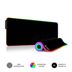 Tapete LED Rgb Extra Grande Subblim 800x300x4mm - Espaço solto para mouse e teclado - 9 núcleos e 3 efeitos de iluminação - Bord