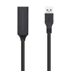 Cabo de Extensão USB 3.0 Aisens com Amplificador e Potência - Tipo A/M-A/H - 10m - Preto