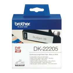 Brother DK22205 - Etiquetas de tamanho personalizado originais - Largura 62mm x 30,48 metros - Texto preto sobre fundo branco