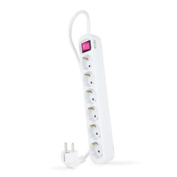Tira de Proteção Nanocable com 6 Shuckos - Cabo de 1,40m - Interruptor On/Off - Cor Branco