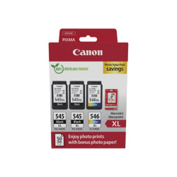 Canon PG-545XL/CL-546XL Multipack de 3 cartuchos de tinta originais + 50 folhas de papel Photográfico - 8286B015