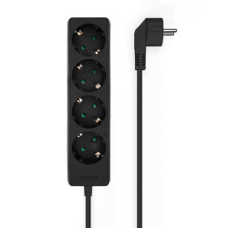 Aisens Fita Elétrica Múltipla de 4 Tomadas sem Interruptor com Cabo 3×1.5mm2 - 1.4m - Cor Preto
