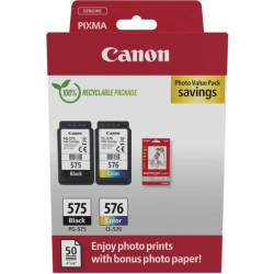 Canon PG575/CL576 Pacote de 2 cartuchos de tinta originais + 50 folhas de papel Photográfico - 5438C004