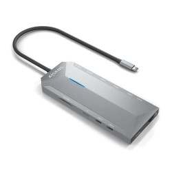 Aisens USB-C Dock 12 En 1 - USB-C a 2xHDMI - 1xRJ45 - 3xUSB-A - 2xUSB-C - 1xUSB-C PD - 1xAudio - 1xSD - 1xMicro SD - 15cm - Cor 