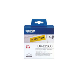 Brother DK22606 - Tamanho personalizado Etiquetas Originais - Largura 62mm x 15,24 metros - Texto preto sobre fundo amarelo
