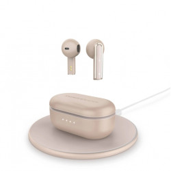 Energy Sistem True Wireless Bluetooth Headphones - Base de Carregamento Sem Fio Incluída - 25 horas de Música - Cor Ouro Rosa