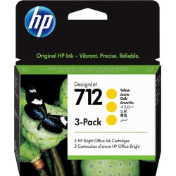 HP 712 Amarelo Pack de 3 Cartuchos de Tinta Originais - 3ED79A