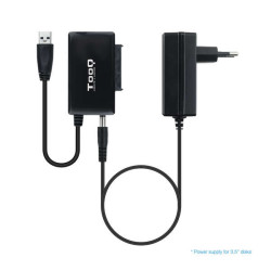 Tooq USB 3.0 USB-A para SATA Adapter for 2.5? Discos rígidos. e 3,5? com Alimentador - Cor Preto