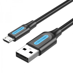 Cabo Vention USB 2.0 Macho a MicroUSB Macho - 2m - 3A 60W 480Mbps - Cor Preto