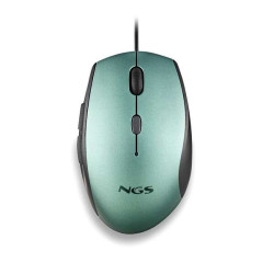 Mouse USB NGS Moth Ice 1600dpi + Adaptador USB-A para USB-C - 5 Botões - Uso com a mão direita - Cabo de 1,80m - Cor Verde Metál