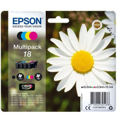Epson T1806 (18) Pack de 4 Cartuchos de Tinta Originais - C13T18064012