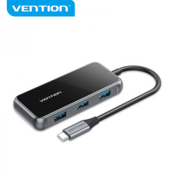 Vention HUB 5 em 1 USB-C para USB3.0*4/PD - 0.15m - Cor Cinza Piano