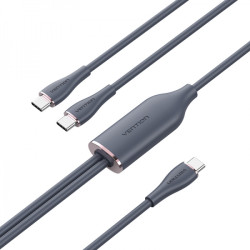 Vention USB-C macho para 2xUSB-C macho Cabo - 1.5m - Cor Preto