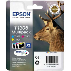 Epson T1306 Pack de 3 Cartuchos de Tinta Originais - Cian, Magenta, Amarelo - C13T13064012