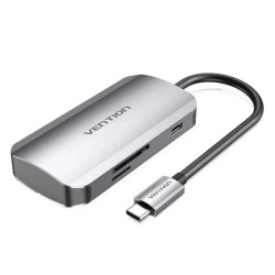 Vention HUB 6 em 1 USB-C para 3xUSB3.0/SD Card Reader/MicroSD/PD100W - 0.15m - Cor Cinza