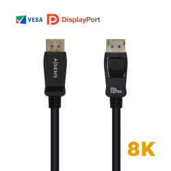 Cabo Displayport Certificado Aisens V1.4 8K@60hz - DP/M-DP/M - 2.0m - Cor Preto