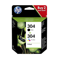 HP 304 Preto + Cor Pack de 2 Cartuchos de Tinta Originais - 3JB05AE
