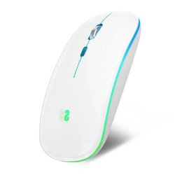 Subblim LED Mouse Dual Flat Mouse - Conexão Dupla - Clique Silencioso - Iluminação LED em 7 Núcleos - Bateria de Longa Duração -