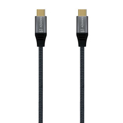 Cabo Aisens USB 3.2 GEN2x2 Alumínio 20GBPS 5A 100W E-MARK - TIPOUSB-C/M-USB-C/M - 2.0M - Cor Cinza