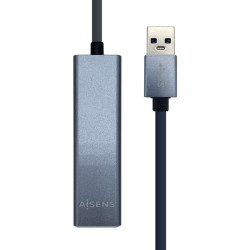 Aisens USB 3.0 para GIGABIT Ethernet Conversor 10/100/1000 Mbps + HUB 3xUSB3.0 - 15cm - Cor cinza