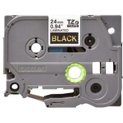 Brother TZe354 Original Laminated Label Tape - Texto dourado sobre fundo preto - Largura 24mm x 8 metros
