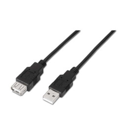 Cabo de Extensão USB 2.0 Aisens - Tipo A Macho para Tipo A Fêmea - 3.0m - Cor Preto