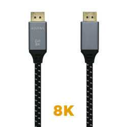 Cabo 8K@60hz Aisens Displayport V1.4 - DP/M-DP/M - 0.5m - Cor cinza