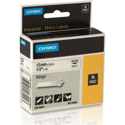 Dymo 18444 Rhino Industrial Fita Vinilo Original para Rotuladora - Texto Preto sobre Fundo Branco - Largura 12mm x 5.5 metros -