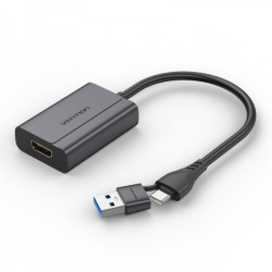 Vention Adaptador USB Tipo-C Macho a USB Macho/HDMI Hembra - Cor Cinza