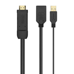 Aisens Ative HDMI 2.0 + USB ALIM Conversor. A DisplayPort V1.2 - HDMI/M-USB/M-DP/H - 10CM - Preto