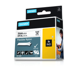 Dymo Rhino ID1-19 Fita de Etiquetas Original para Rotuladora - Texto Preto sobre Fundo Branco - 19mm x 3.5 metros - 18489