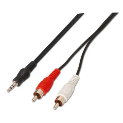 Cabo de áudio estéreo Aisens - JACK 3.5/M-2xRCA macho - 1.5m - Cor preta