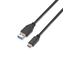 Cabo Aisens USB 3.1 Gen2 10Gbps 3A - Tipo USB-C/M-A Macho - 1.0m - Cor Preto