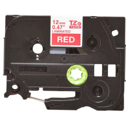 Brother TZe435 Original Laminated Label Tape - Texto branco no fundo vermelho - Largura 12mm x 8 metros