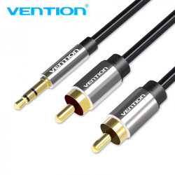 Vention Stereo Jack 3.5 Macho para 2x Cabo RCA Macho - 1m - Cor Preto