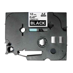 Brother TZe335 Genérico Laminated Label Tape - Texto branco sobre fundo preto - Largura 12mm x 8 metros