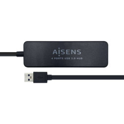 Aisens HUB USB 3.0 - Tipo A Macho a 4xType A Fêmea - 30cm - Cor Preto