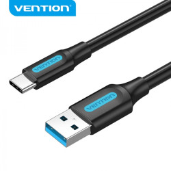Cabo Vention USB-A 3.0 Macho a USB-C Macho - 3A - 60W - 5Gbps - 0.5m - Cor Preto