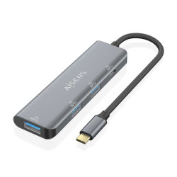 Aisens Hub USB 3.2 GEN1 5G USB-C - USB-C/M-1xUSB-C/H-3xUSB-A/H - 15cm - Cor Cinza