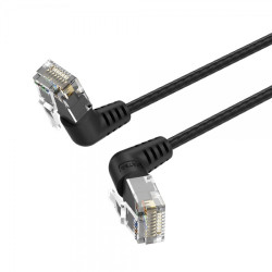 Vention UTP RJ45 Slim Cat.6A Cabo de Rede 360º Ângulo Reto Cabeça Rotativa - 1.5m - Cor Preto
