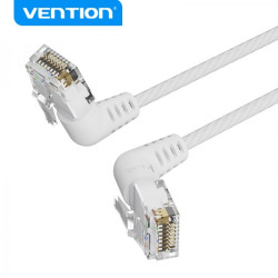 Vention UTP RJ45 Slim Cat.6A Cabo de Rede Cabeça Rotativa 360º Ângulo Reto - 1.5m - Cor Branca