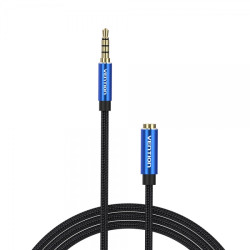Vention TRSS 3.5mm macho para fêmea cabo de extensão de áudio - 1.5m - Algodão trançado - alumínio azul