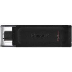 Kingston DataTraveler 70 USB Tipo C Memória 64GB - USB-C 3.2 Gen 1 - Com Capa - Preto (Pendrive)