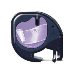 Dymo LetraTag S0721530 Fita de Etiquetas Genérica para Rotuladora - Texto preto sobre fondo transparente - Largura 12mm x 4 met